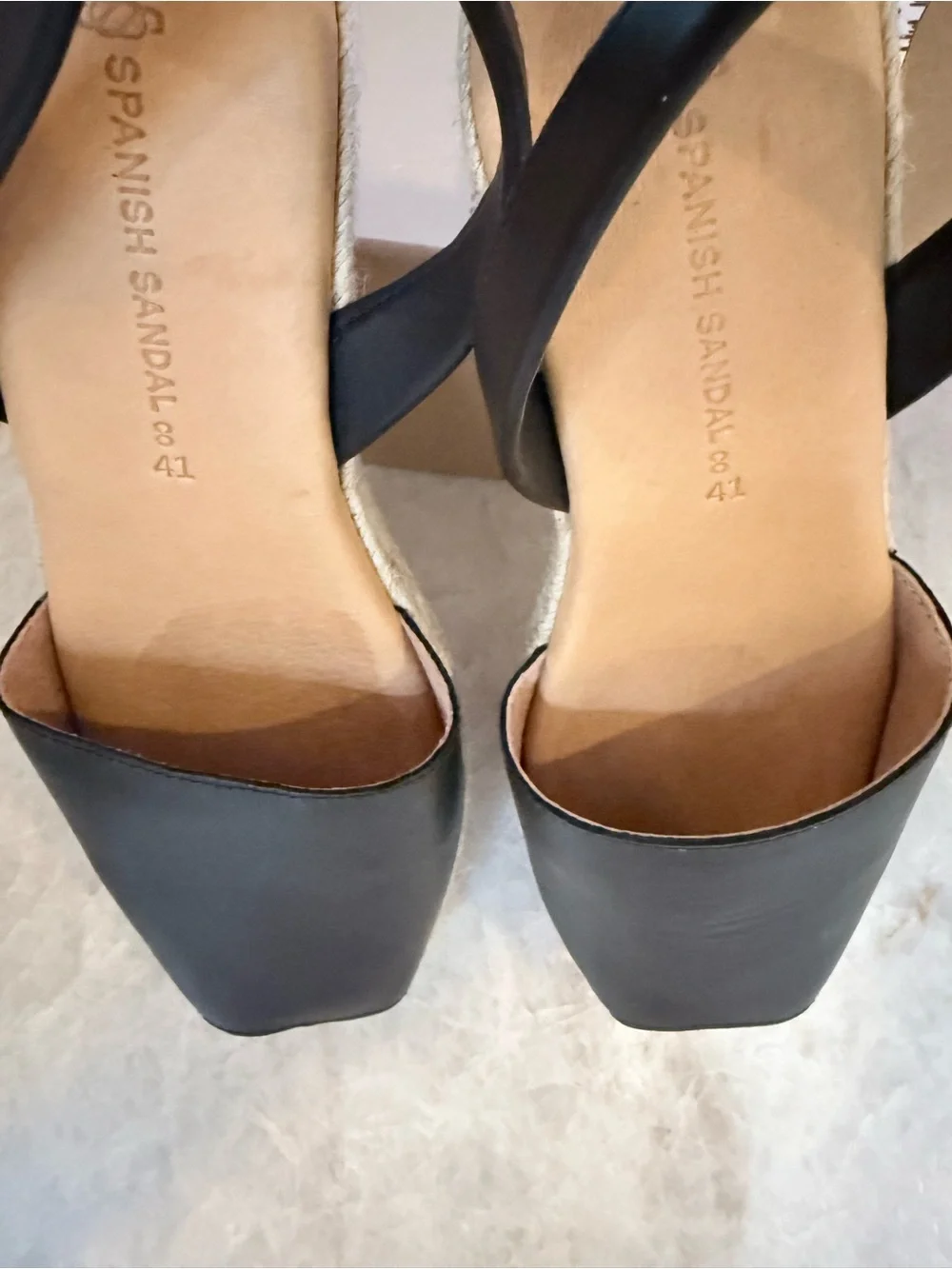 Women's Black Leather Slingback Espadrilles -